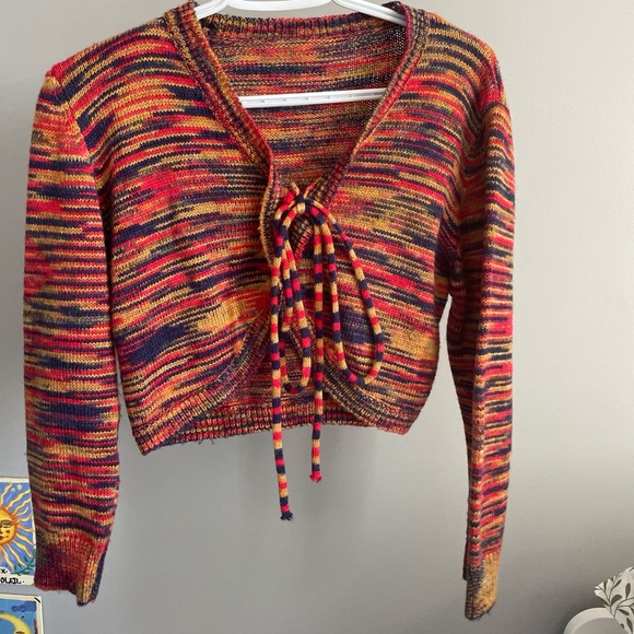 knitted cardigan with tie in front - Picture 1 of 3